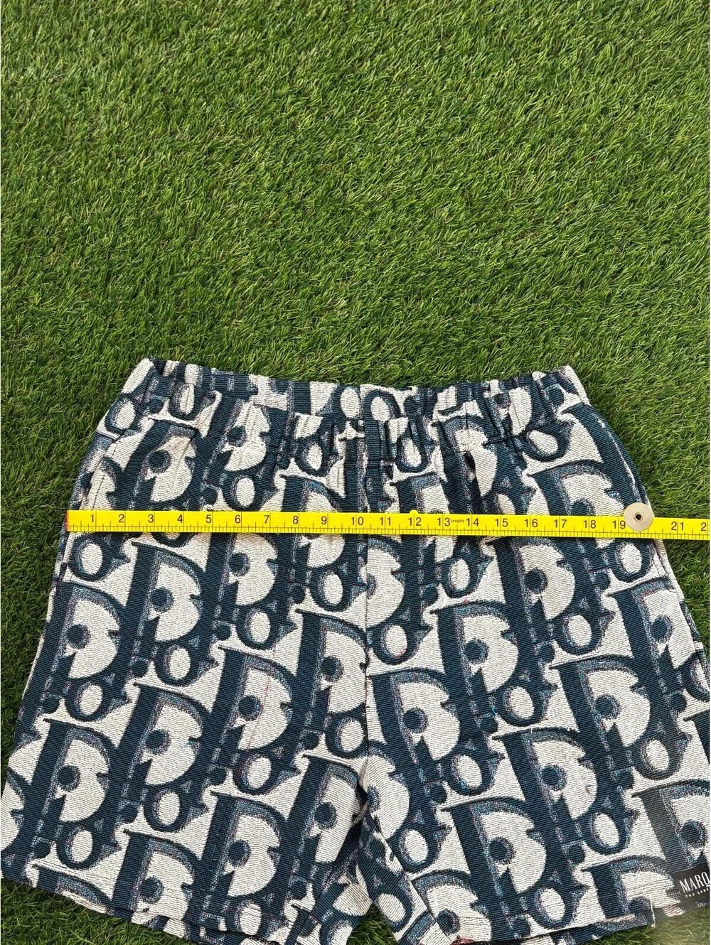 Custom Woven Blue Cotton Blend Shorts, Men L